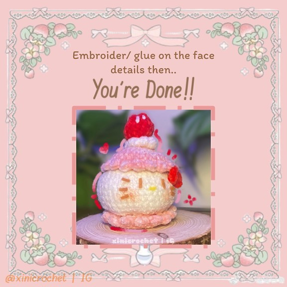 Free Crochet Pattern: Hello Kitty Cake Amigurumi
 ⋆𐙚₊˚⊹ ♡ Hello Kitty Macaroon