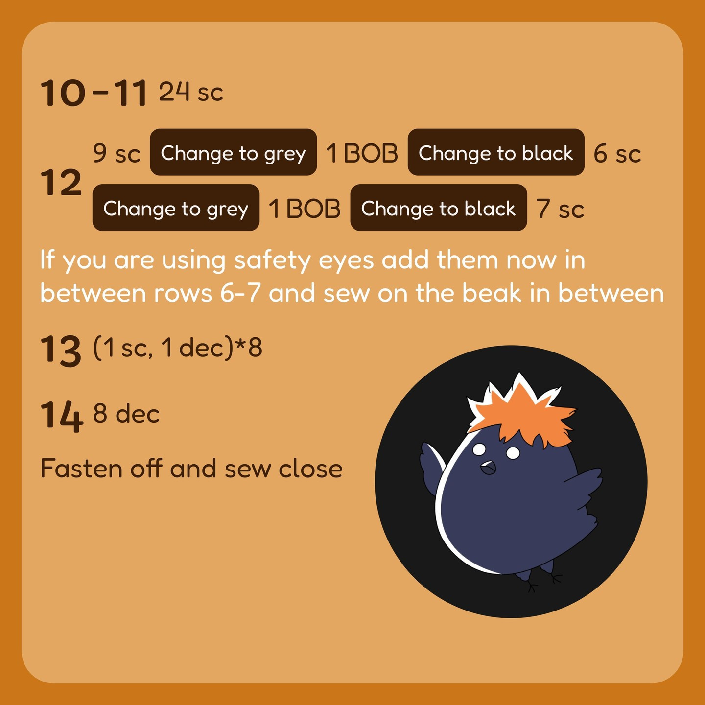 Free Crochet Pattern: Hinata Crow Amigurumi