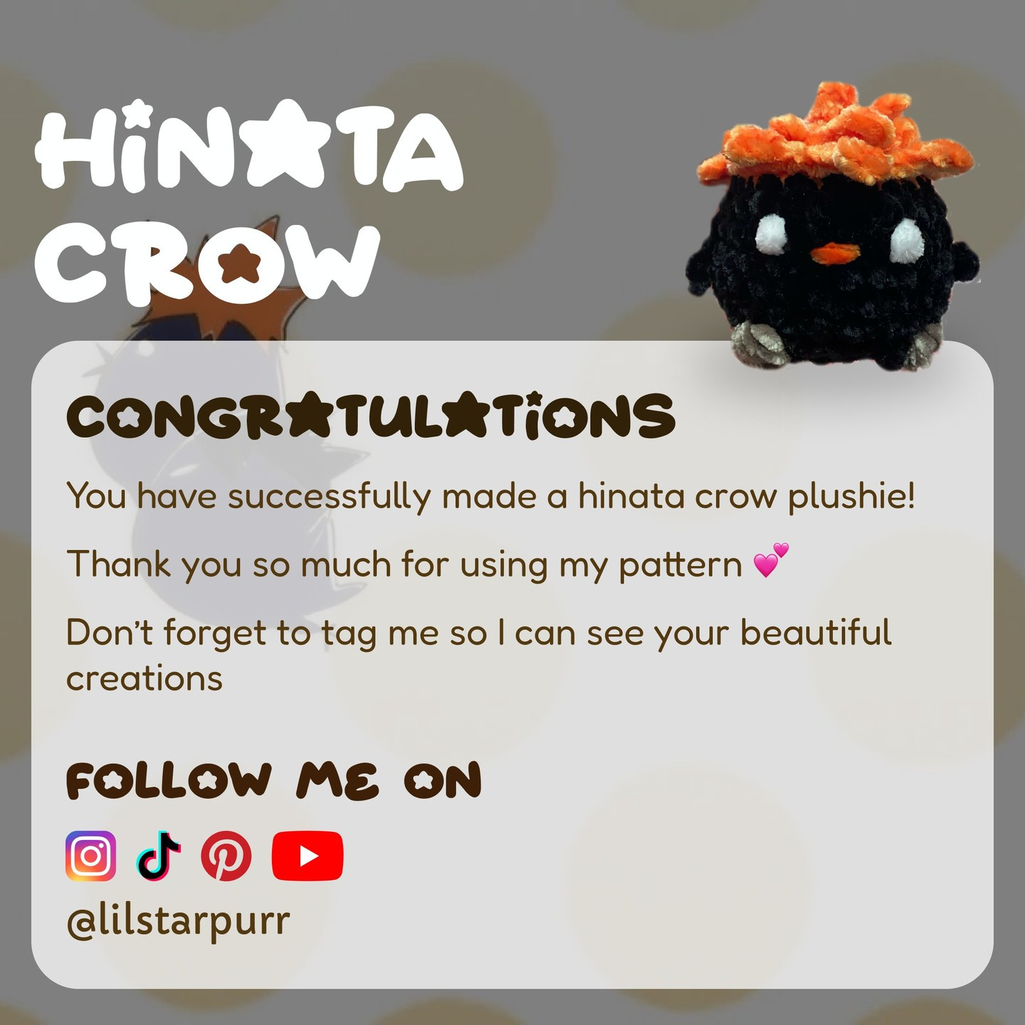 Free Crochet Pattern: Hinata Crow Amigurumi