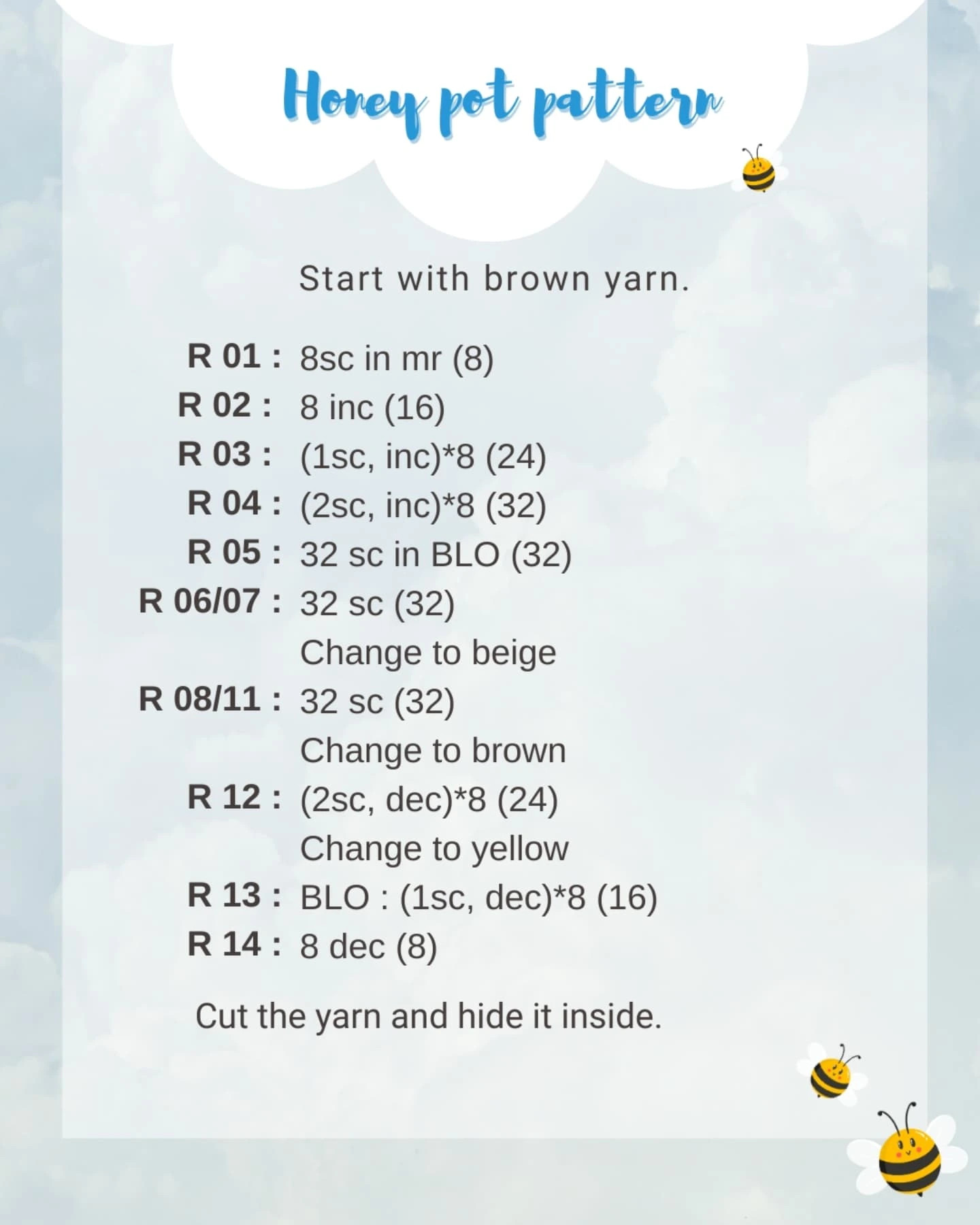 Free Crochet Pattern: honey pot pattern