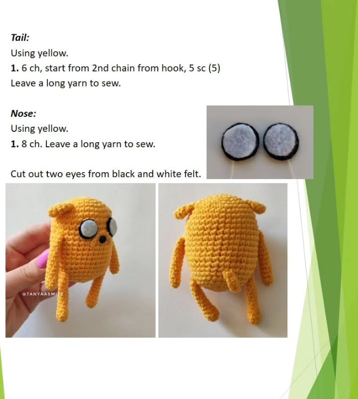 Free Crochet Pattern: Jake the Dog Amigurumi FREE PATTERN! 😎 Jake the dog 💛