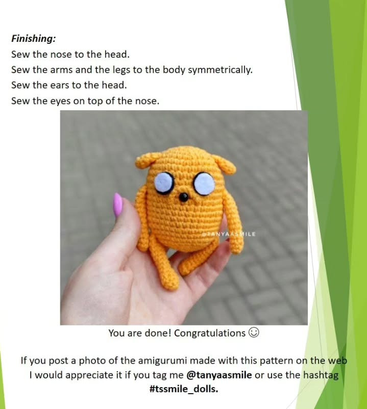 Free Crochet Pattern: Jake the Dog Amigurumi FREE PATTERN! 😎 Jake the dog 💛