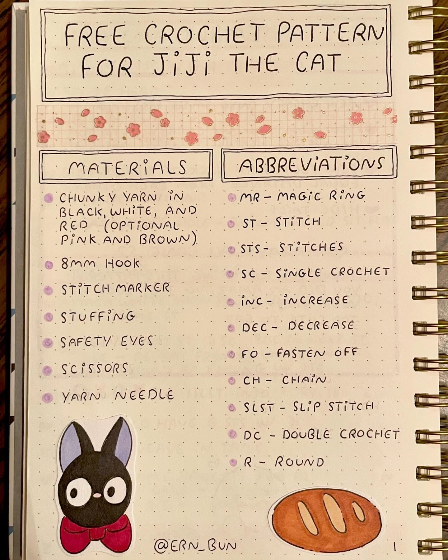 Free Crochet Pattern: Jiji the Cat Amigurumi