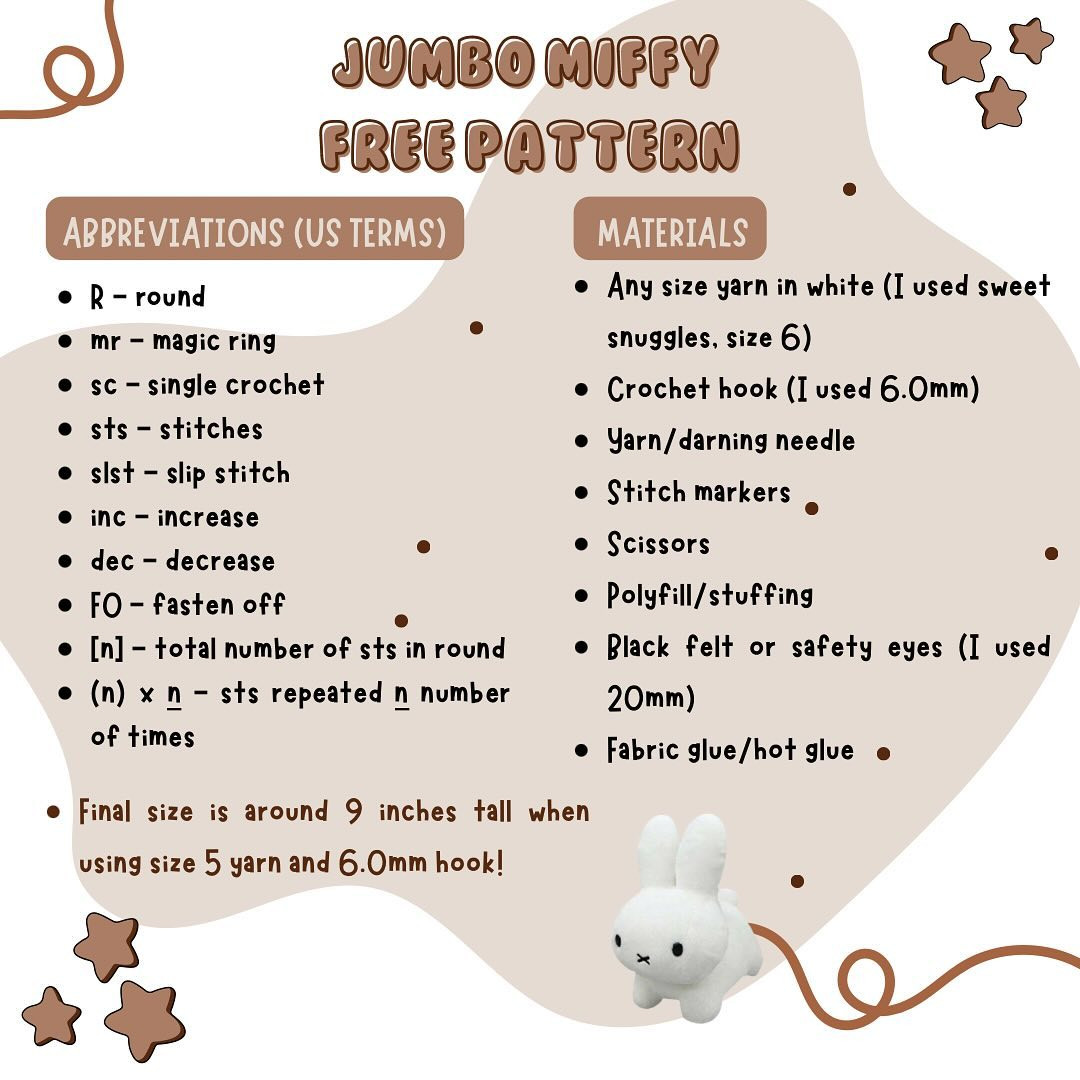Free Crochet Pattern: Jumbo Miffy