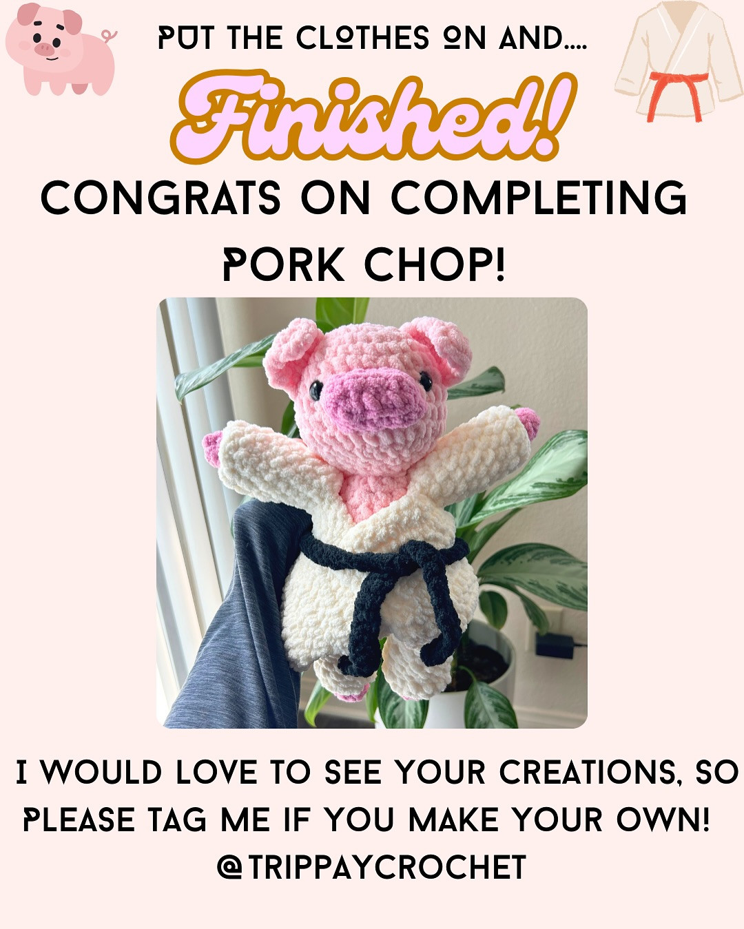 Free Crochet Pattern: Karate Pig