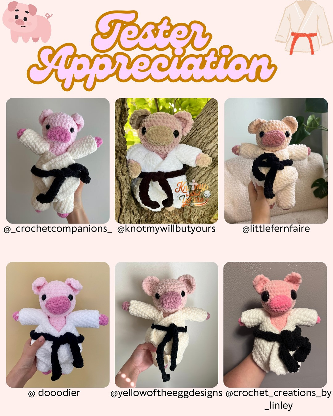 Free Crochet Pattern: Karate Pig