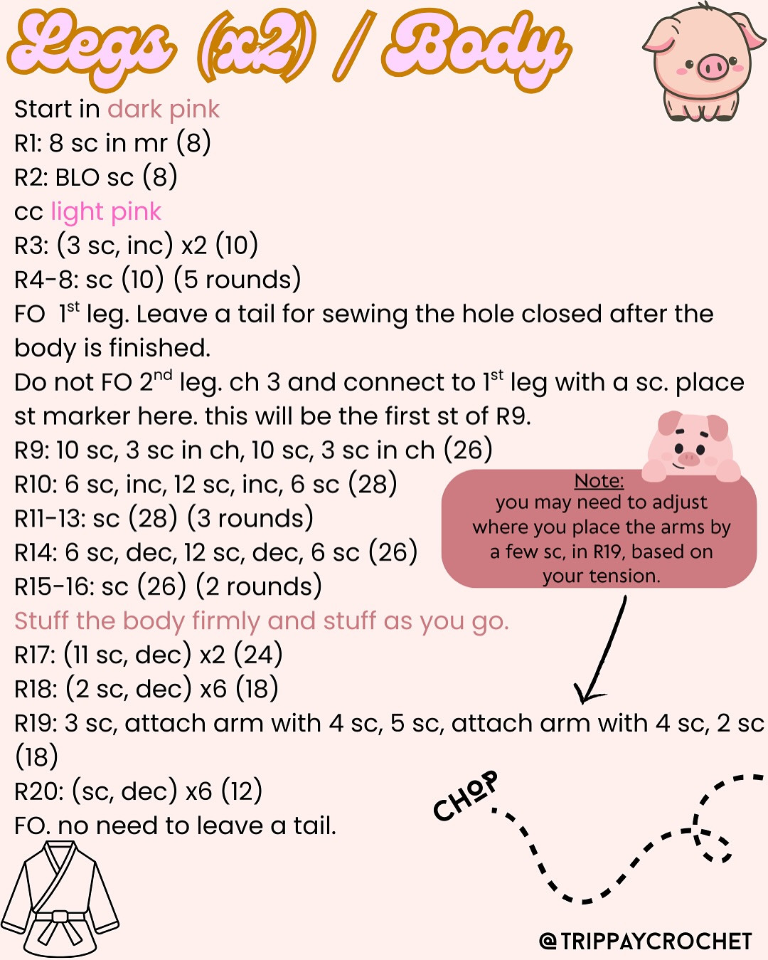 Free Crochet Pattern: Karate Pig