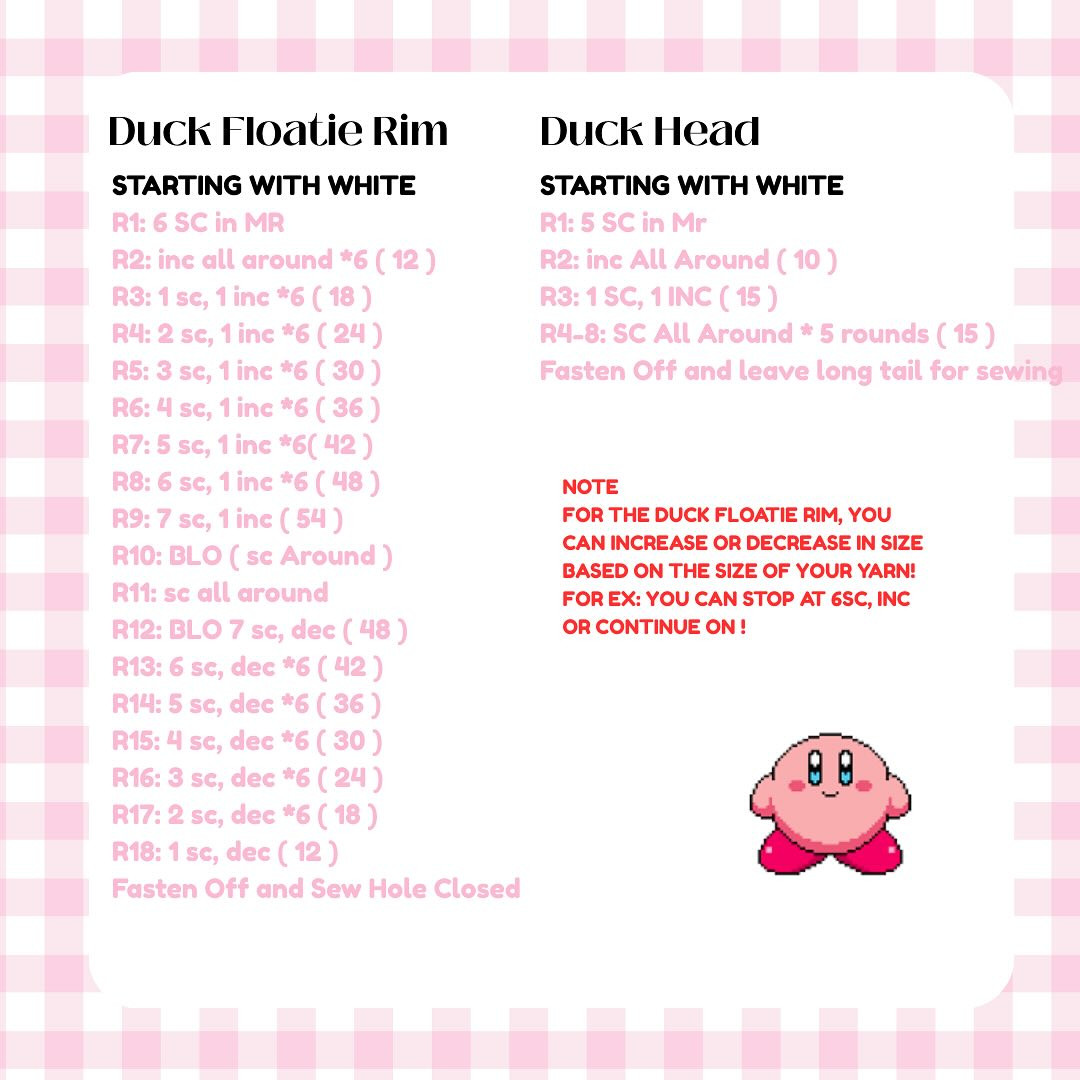Free Crochet Pattern: Kirby on Duck Floatie