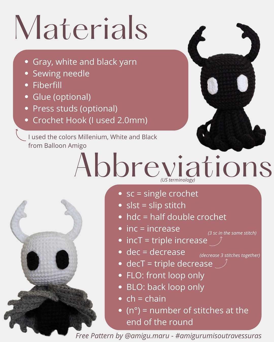 Free Crochet Pattern: Knight and Shade Amigurumi