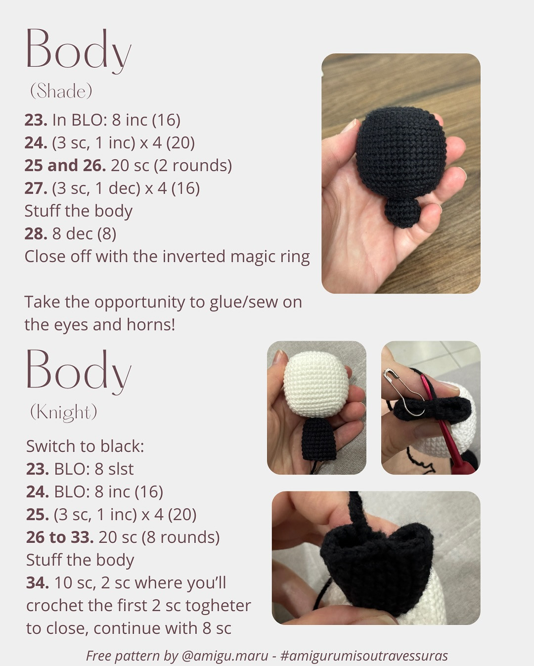 Free Crochet Pattern: Knight and Shade Amigurumi