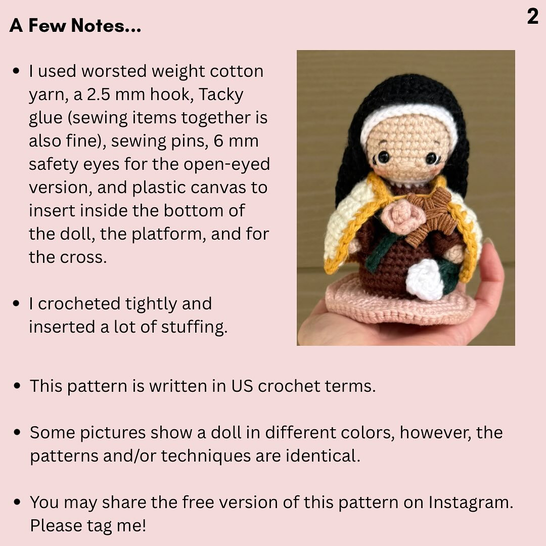 Free Crochet Pattern: Little St. Thérèse of Lisieux Amigurumi