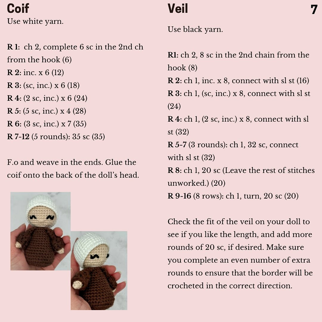 Free Crochet Pattern: Little St. Thérèse of Lisieux Amigurumi