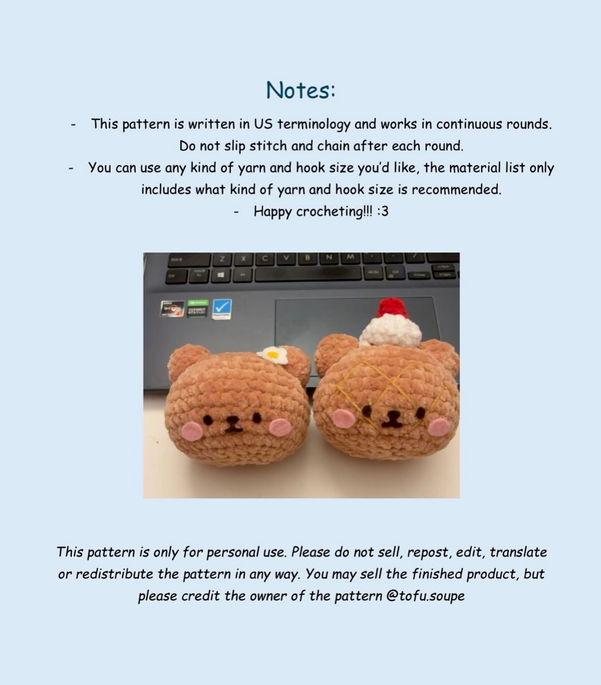Free Crochet Pattern: Melon Pan/Bear Bun Christmas Ornaments