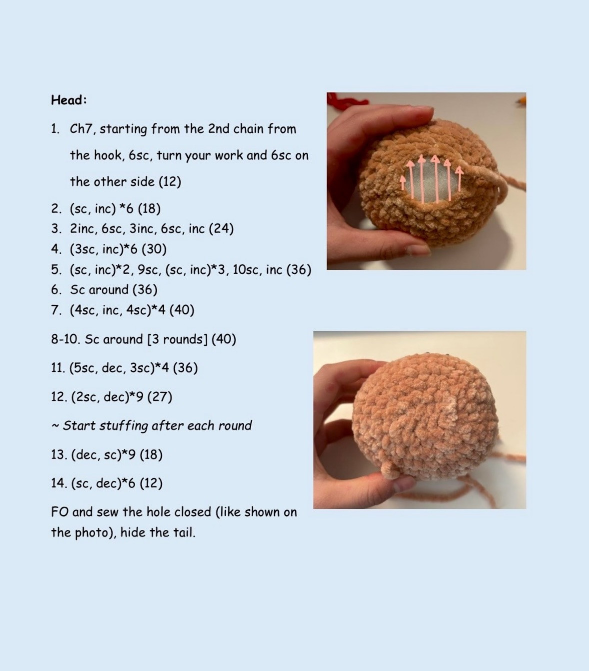 Free Crochet Pattern: Melon Pan/Bear Bun Christmas Ornaments
