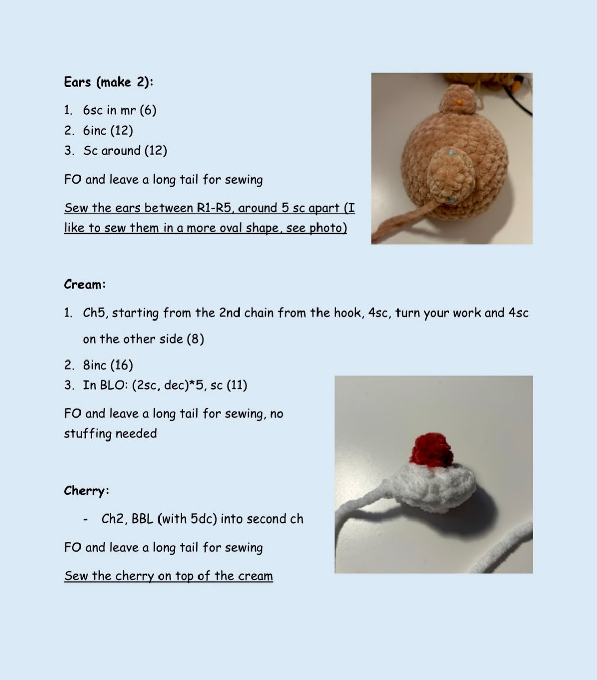 Free Crochet Pattern: Melon Pan/Bear Bun Christmas Ornaments