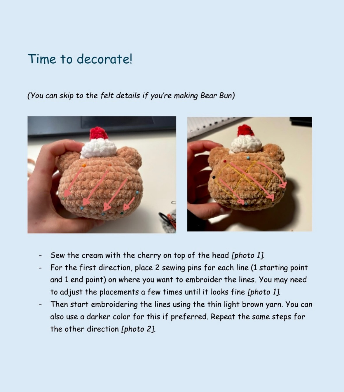 Free Crochet Pattern: Melon Pan/Bear Bun Christmas Ornaments