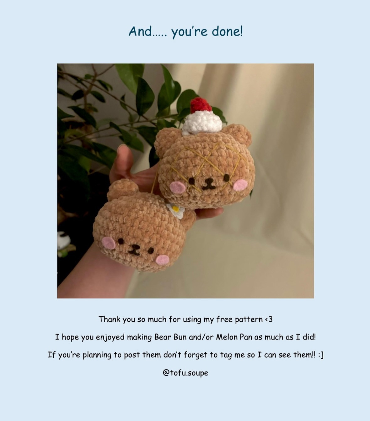 Free Crochet Pattern: Melon Pan/Bear Bun Christmas Ornaments