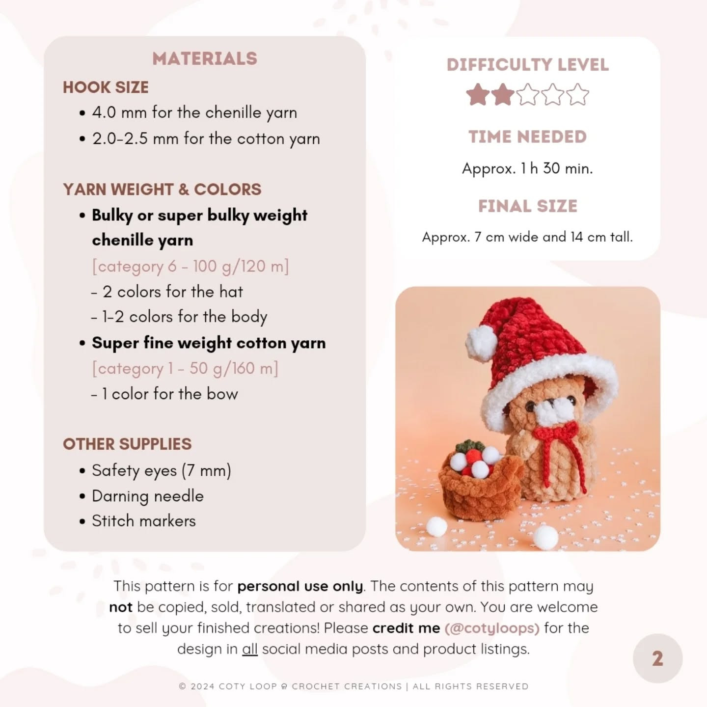 Free Crochet Pattern: Merry Christmas Bear