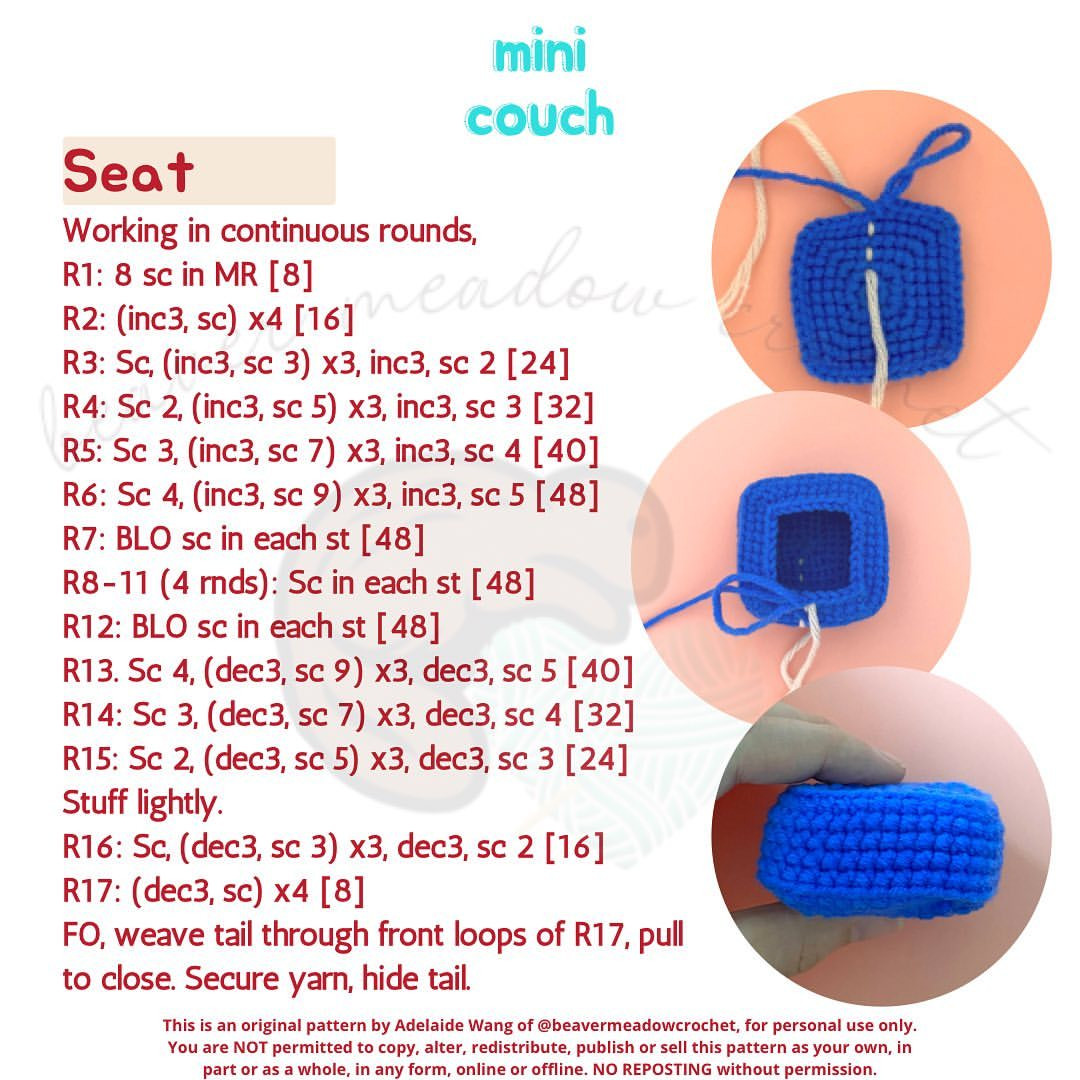 Free Crochet Pattern: Mini Couch for Potatoes