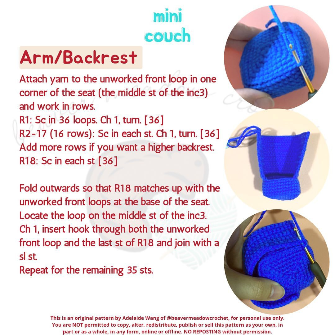 Free Crochet Pattern: Mini Couch for Potatoes