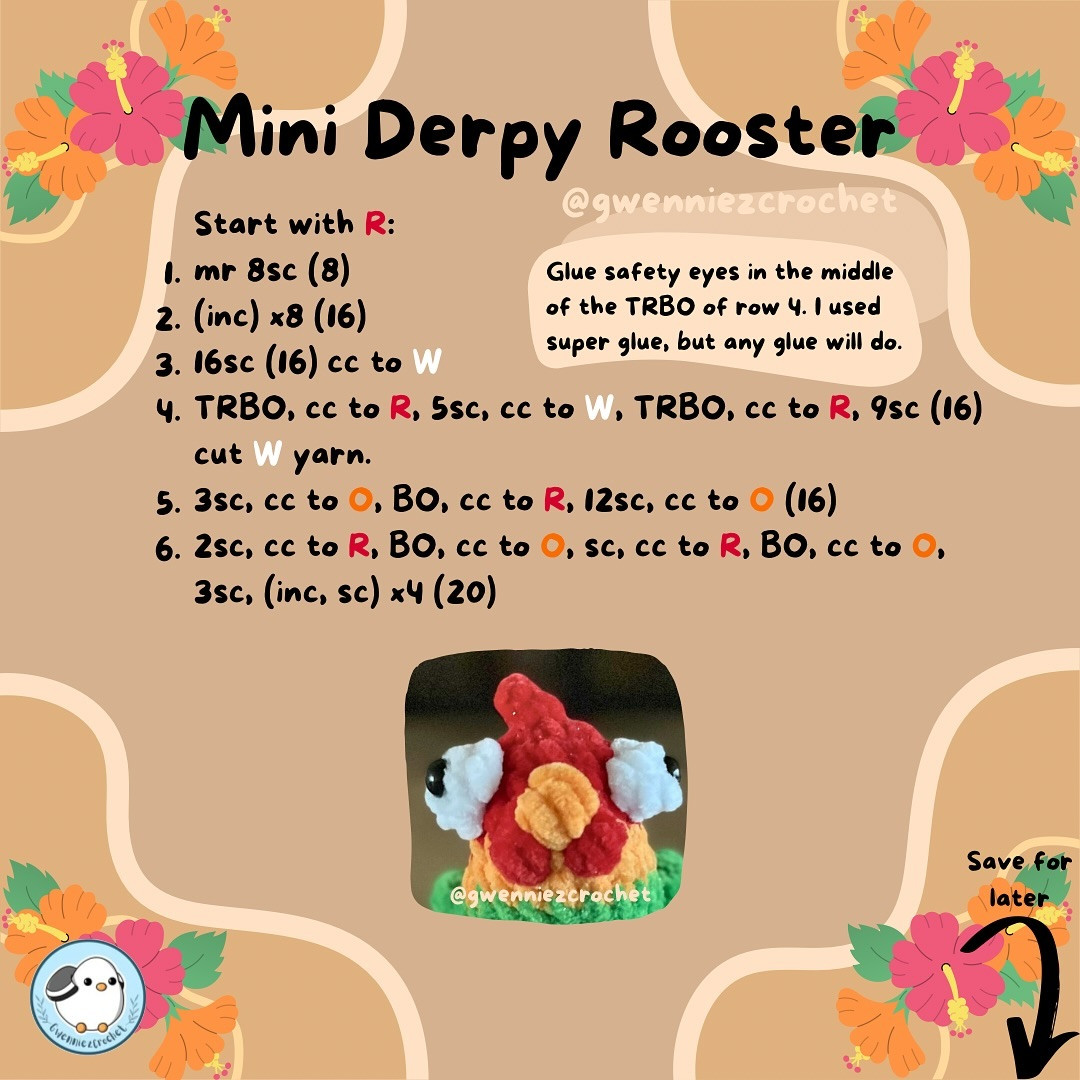 Free Crochet Pattern: Mini Derpy Rooster
