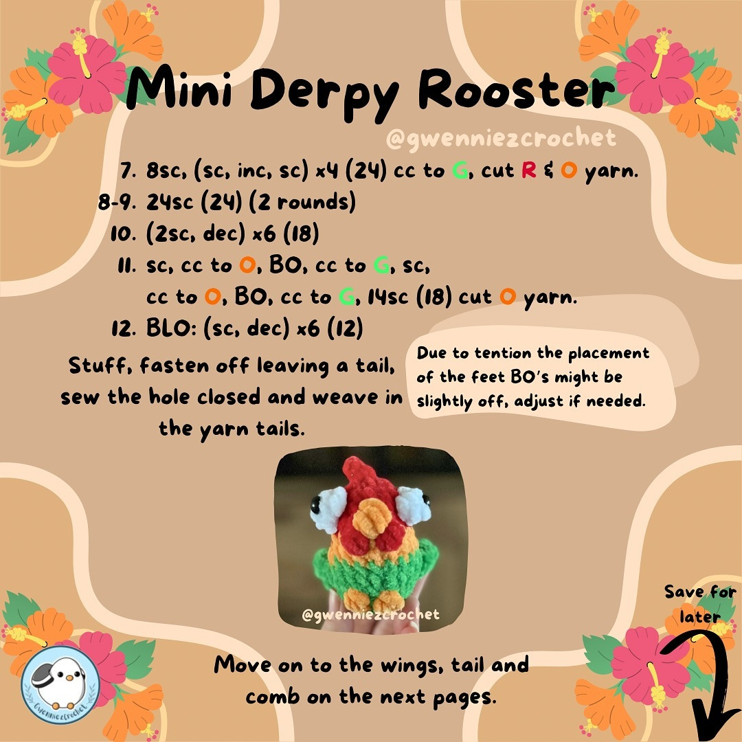 Free Crochet Pattern: Mini Derpy Rooster