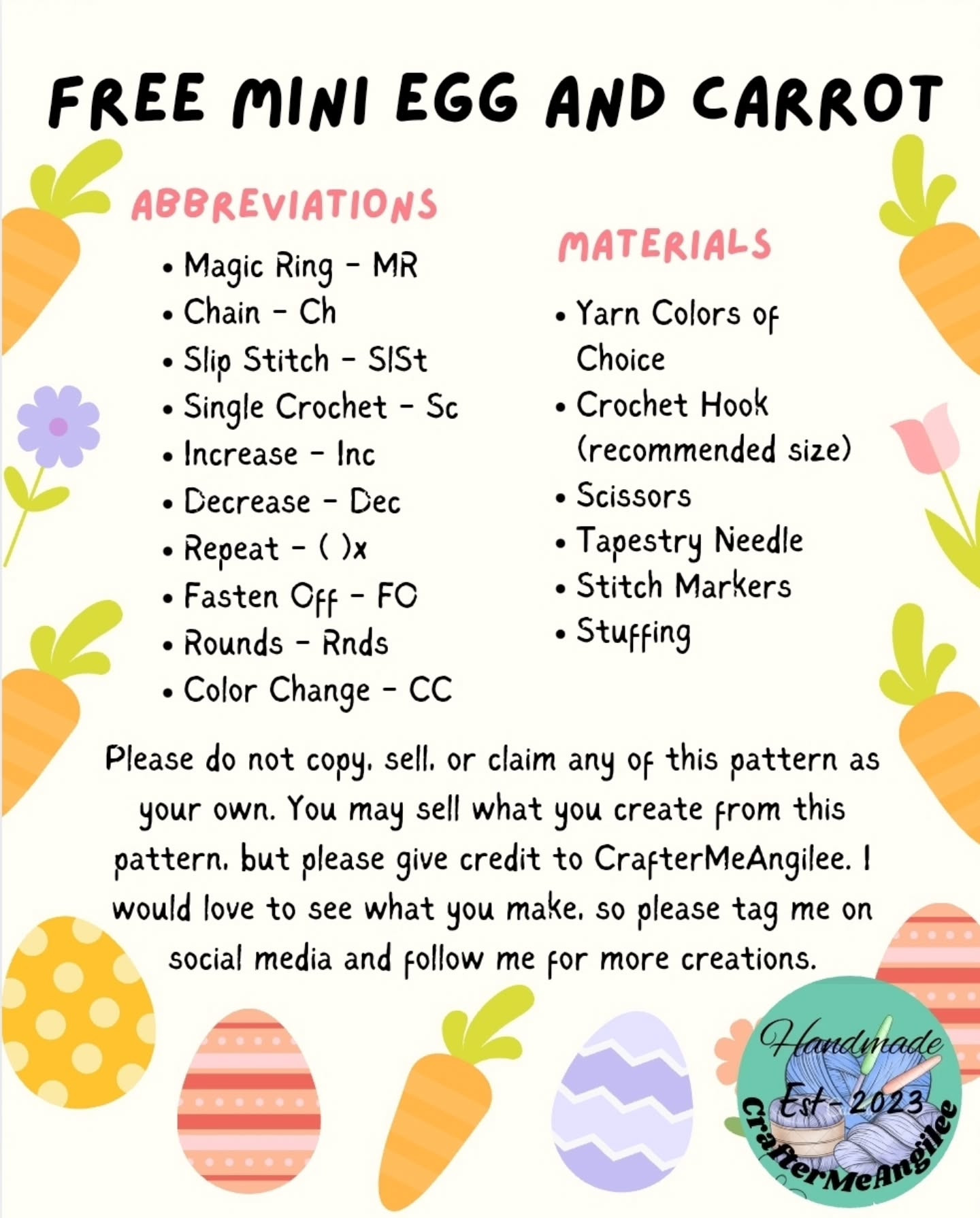 Free Crochet Pattern: Mini Egg & Carrot Amigurumi