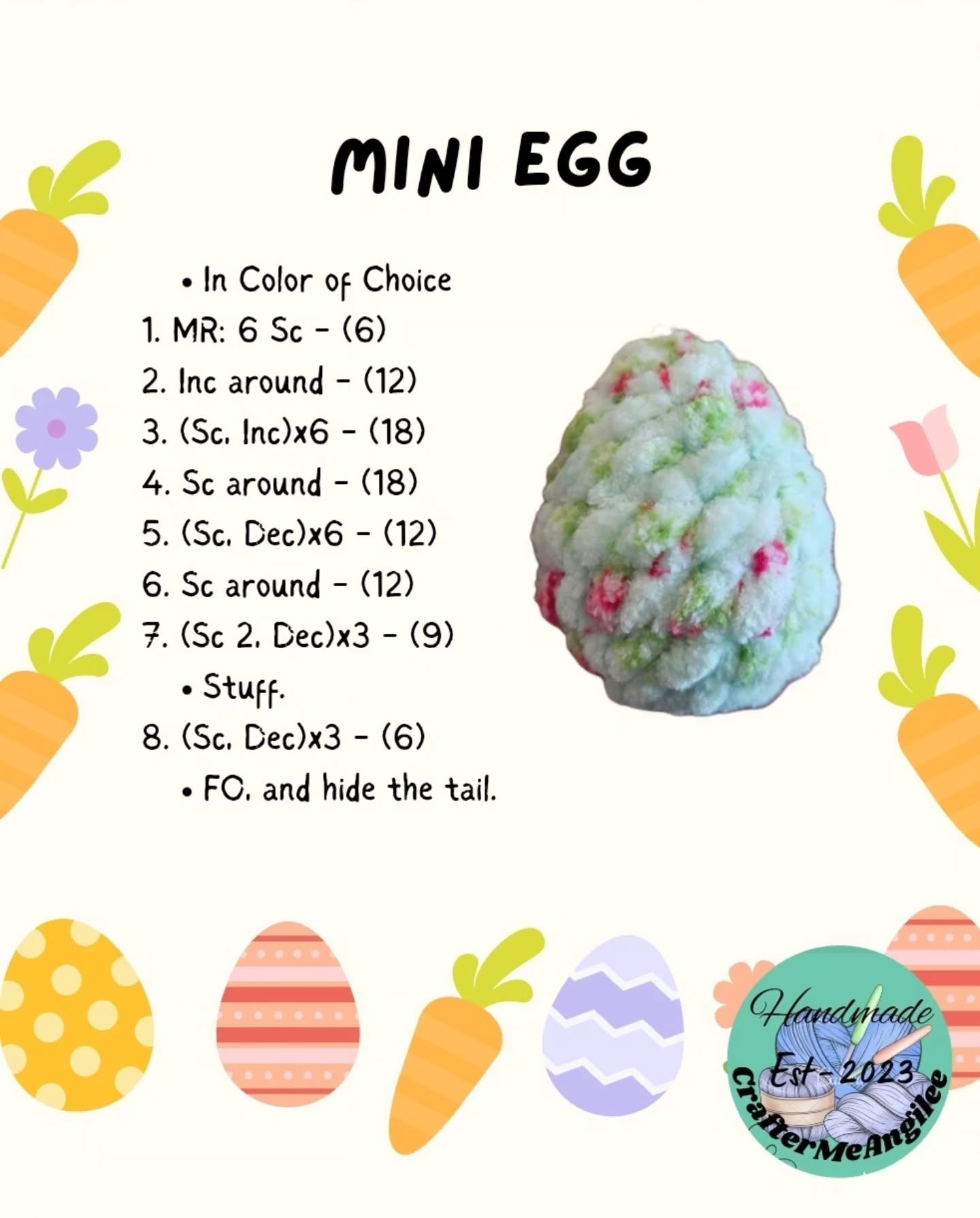 Free Crochet Pattern: Mini Egg & Carrot Amigurumi