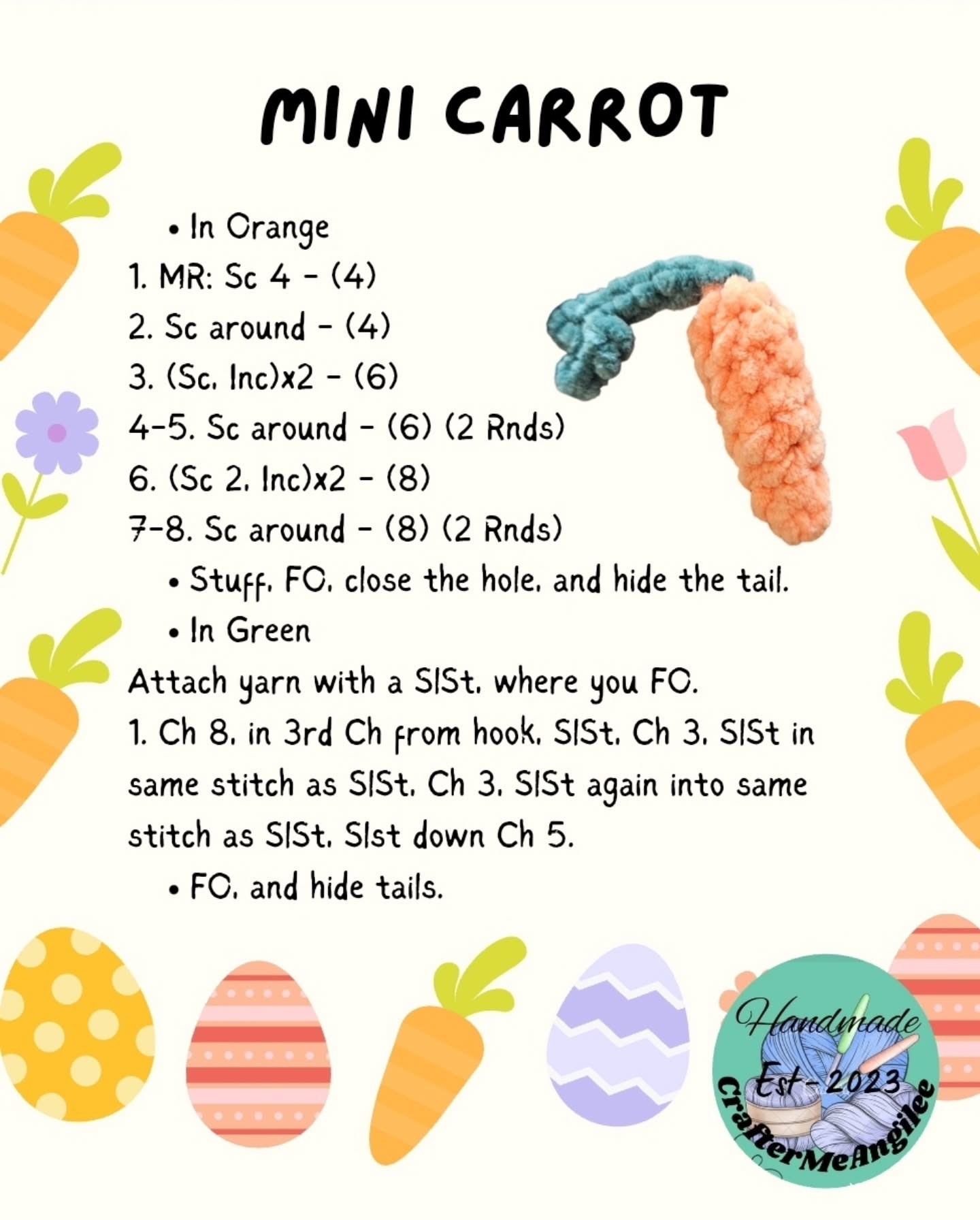 Free Crochet Pattern: Mini Egg & Carrot Amigurumi