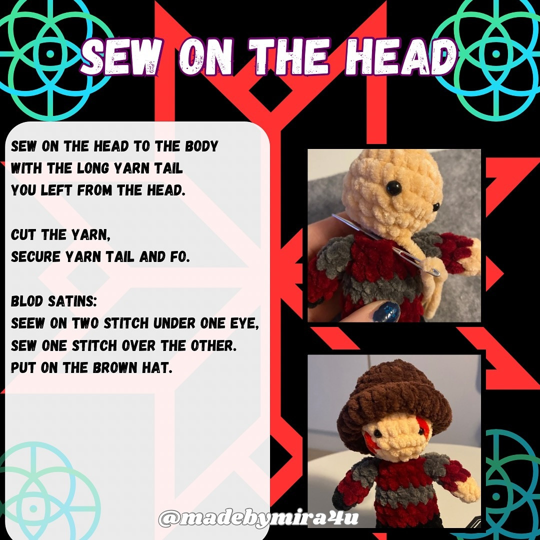 Free Crochet Pattern: Mini Freddy Krueger Amigurumi
