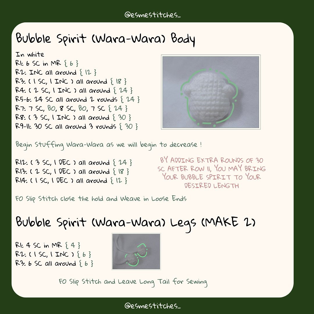 Free Crochet Pattern: Mini Ghibli Spirits Bubble Spirit ! (Wara-Wara) Free Pattern ! 🫧