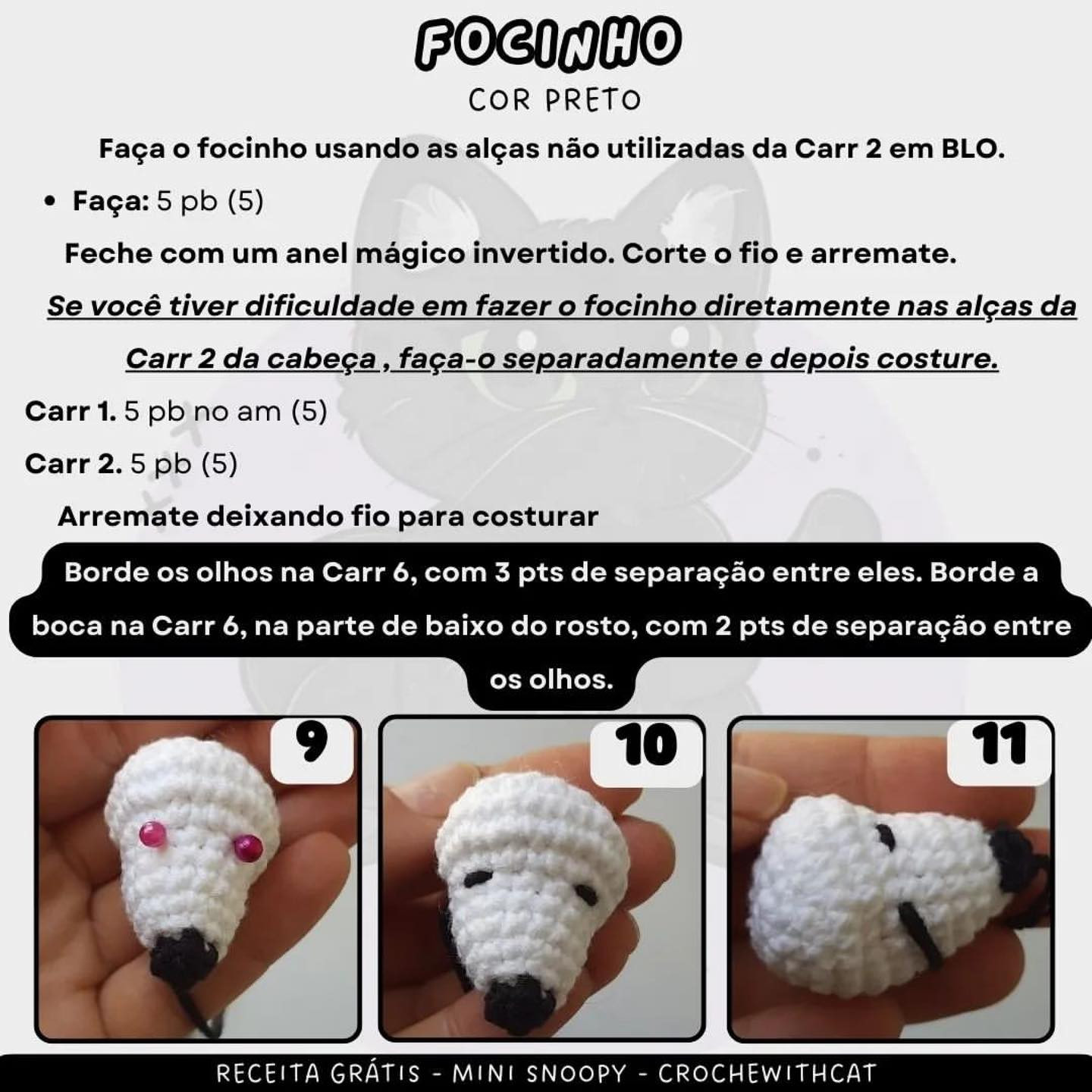 Free Crochet Pattern: Mini Snoopy Amigurumi
