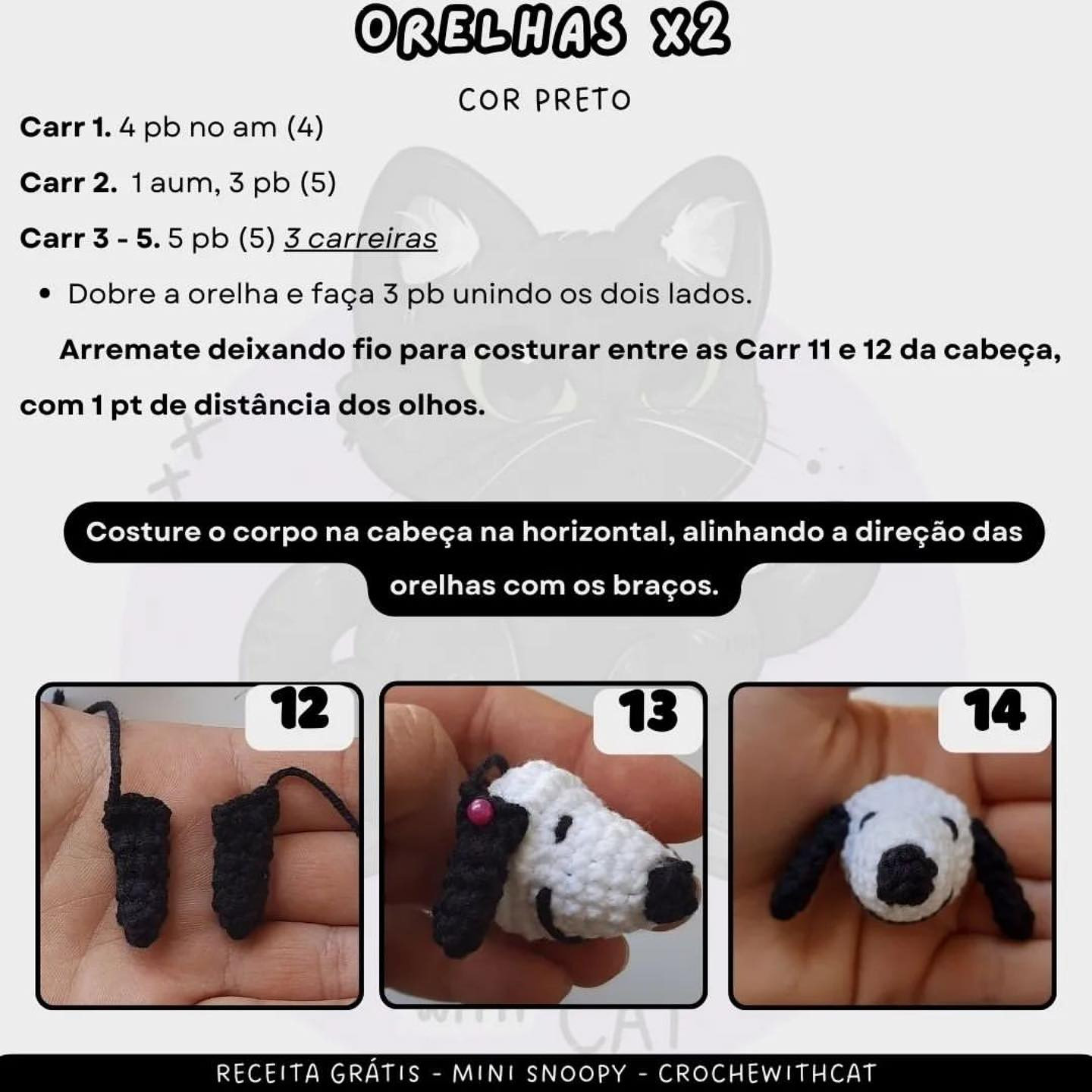 Free Crochet Pattern: Mini Snoopy Amigurumi