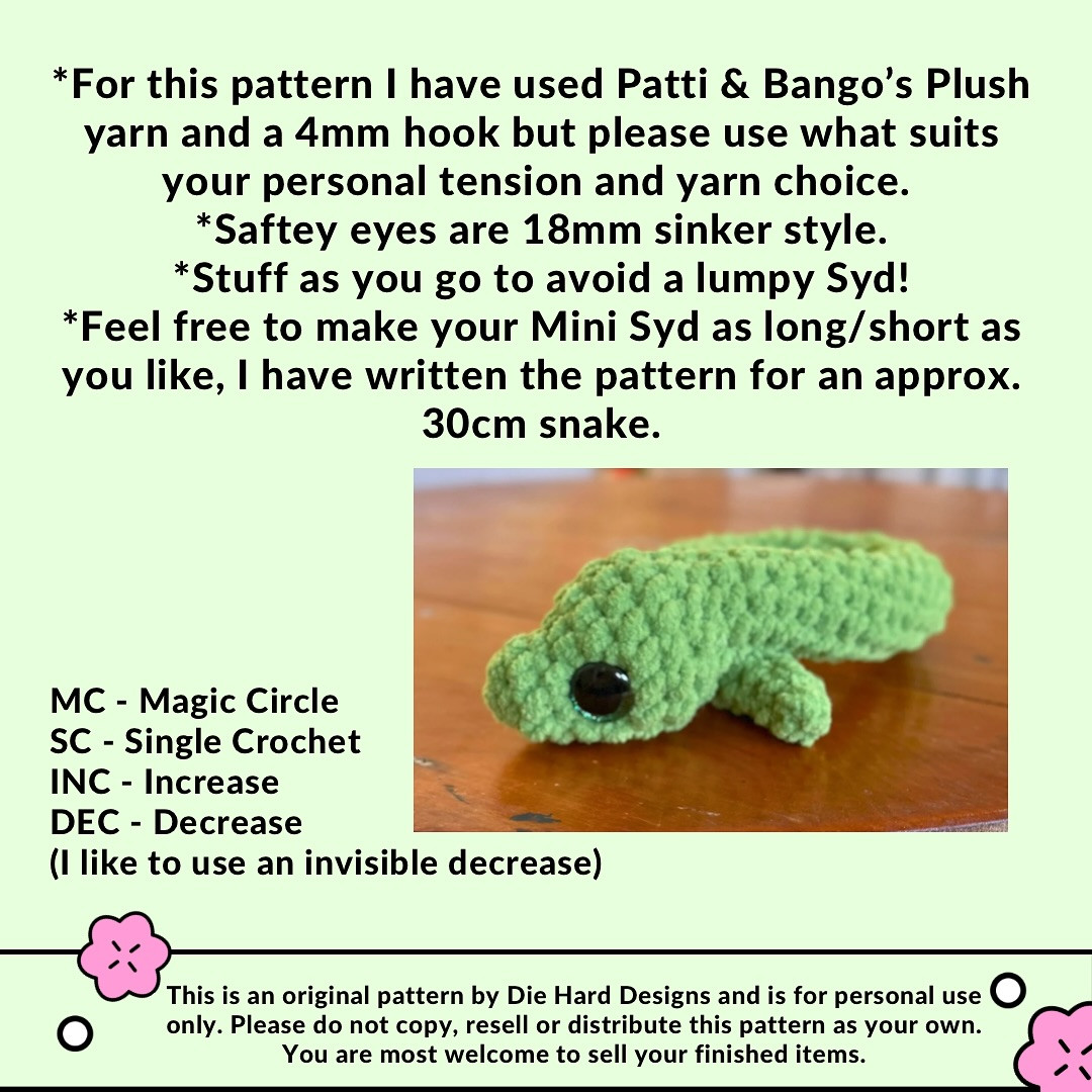 Free Crochet Pattern: Mini Sydney Snake