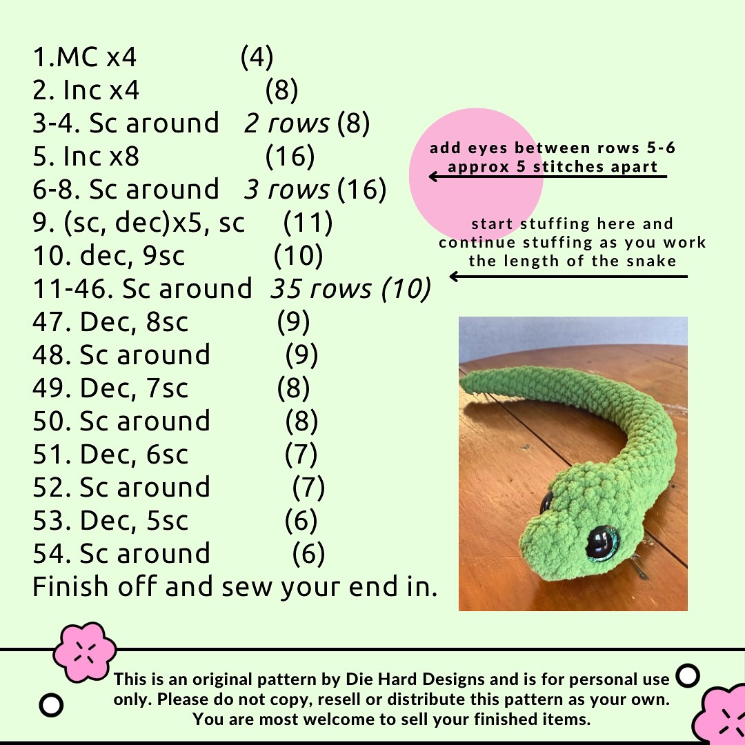 Free Crochet Pattern: Mini Sydney Snake