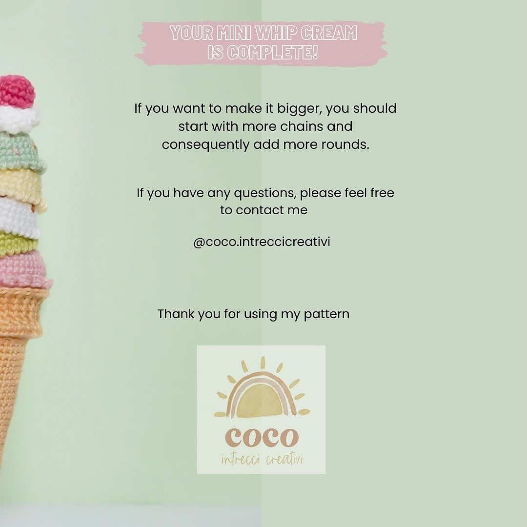 Free Crochet Pattern: Mini Whipped Cream Ice Cream Cone