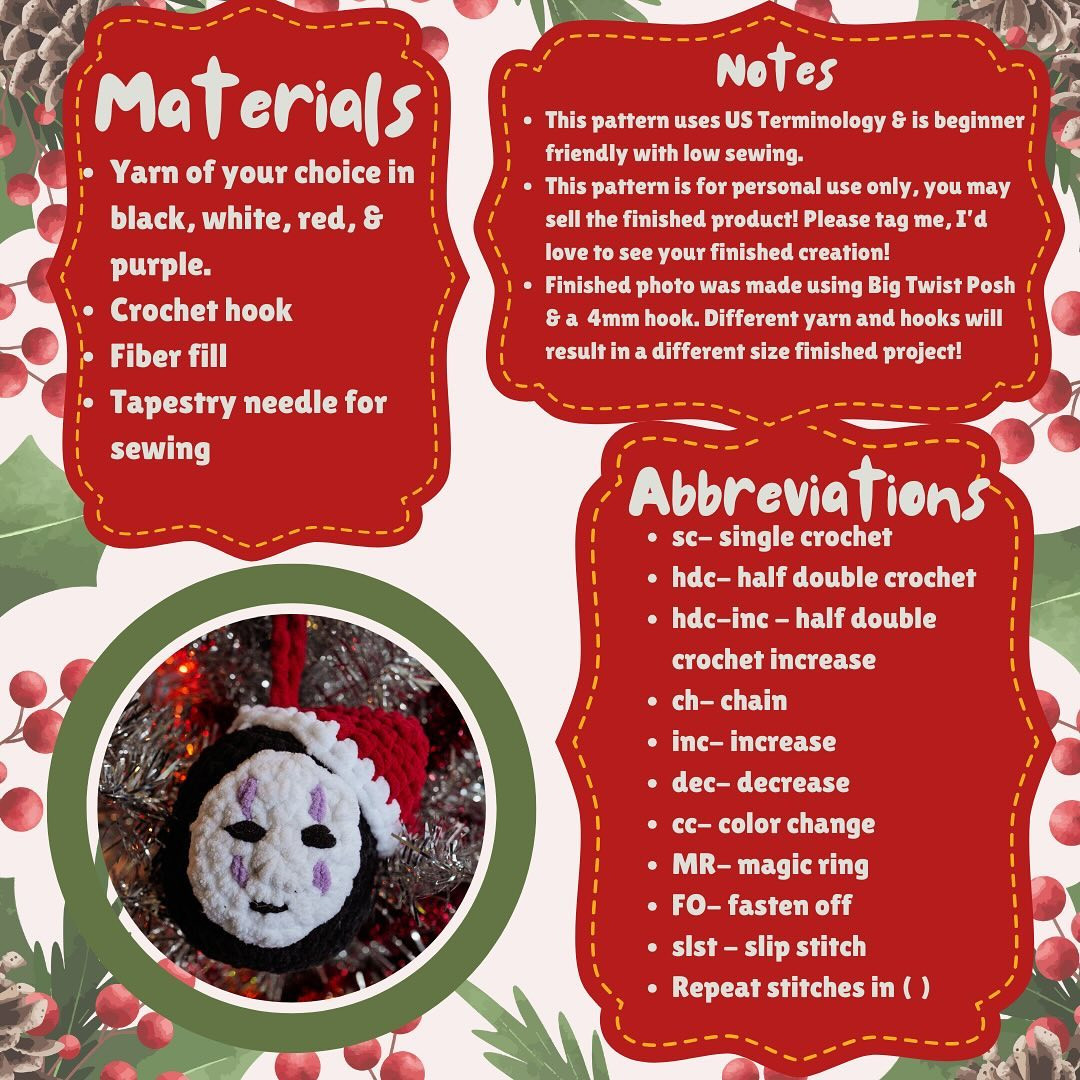 Free Crochet Pattern: No-Face Christmas Ornament