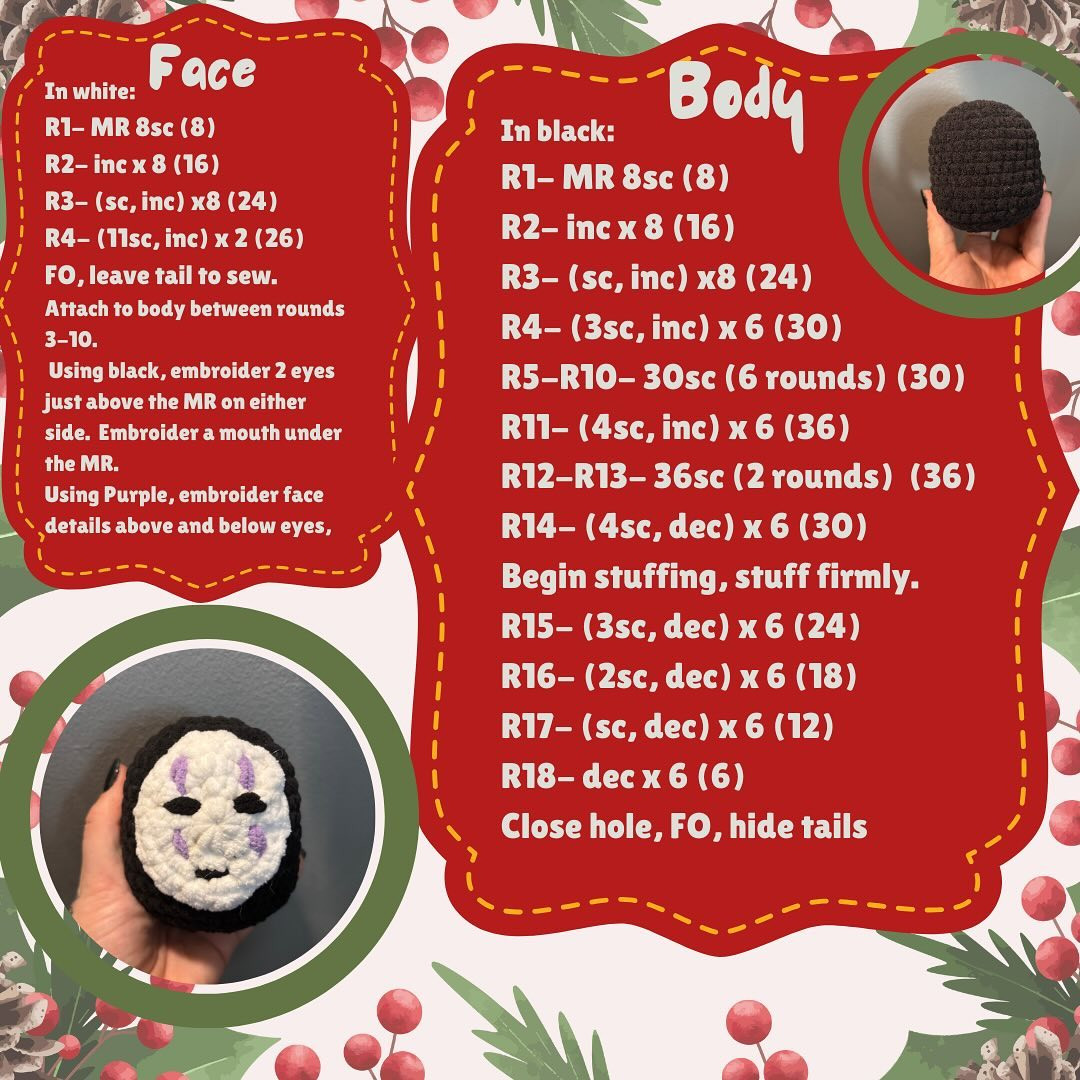 Free Crochet Pattern: No-Face Christmas Ornament