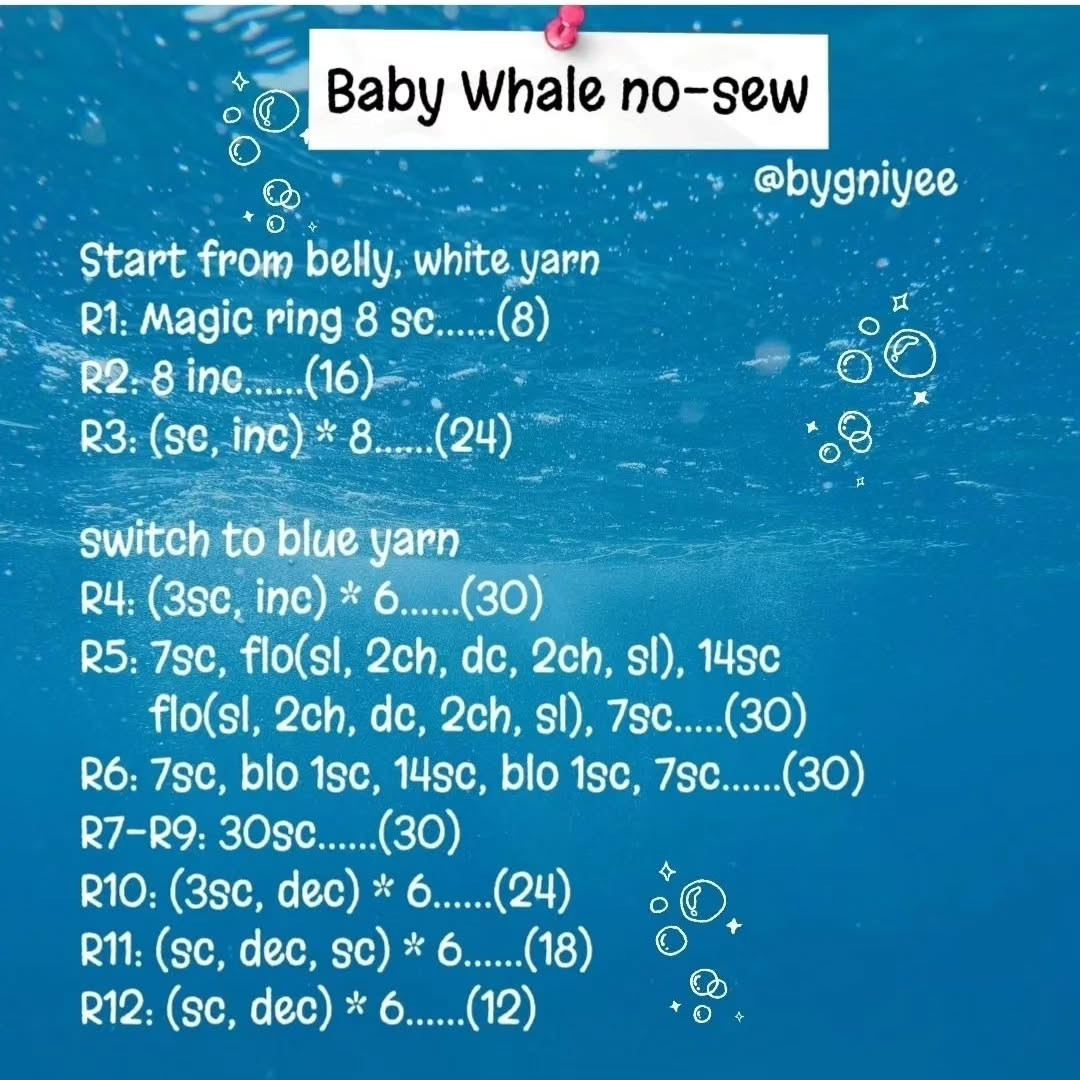 Free Crochet Pattern: No-Sew Baby Whale