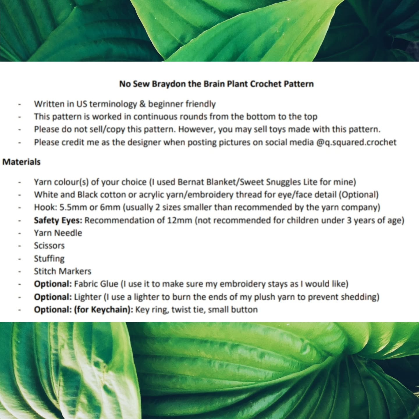Free Crochet Pattern: No-Sew Braydon Brain Plant