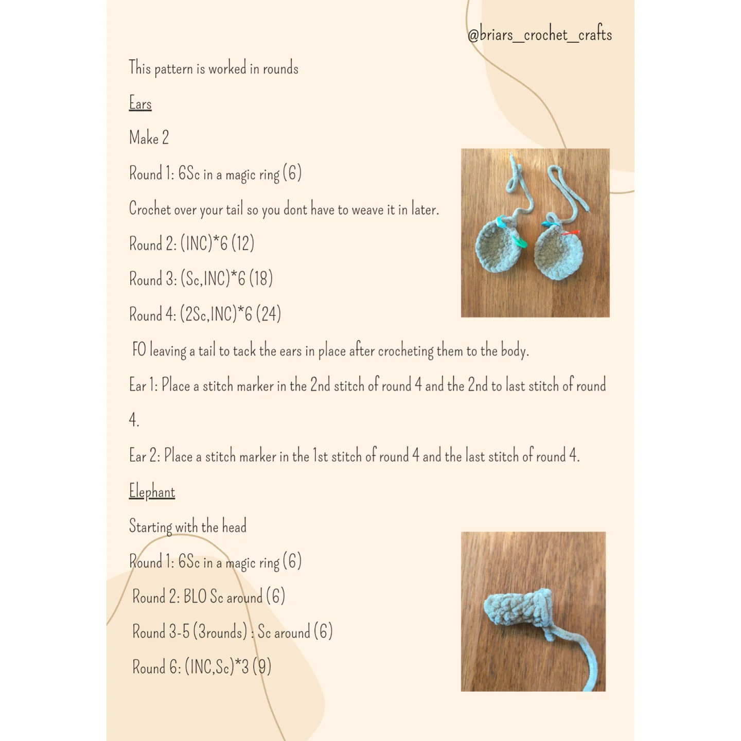 Free Crochet Pattern: No-Sew Elephant