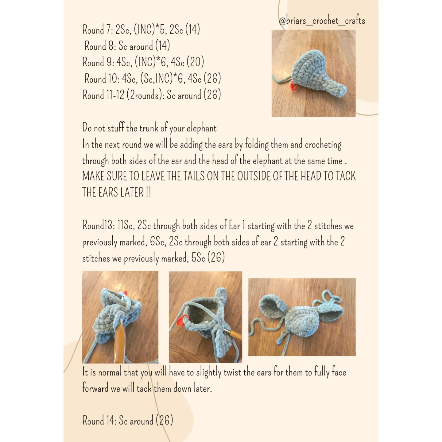 Free Crochet Pattern: No-Sew Elephant