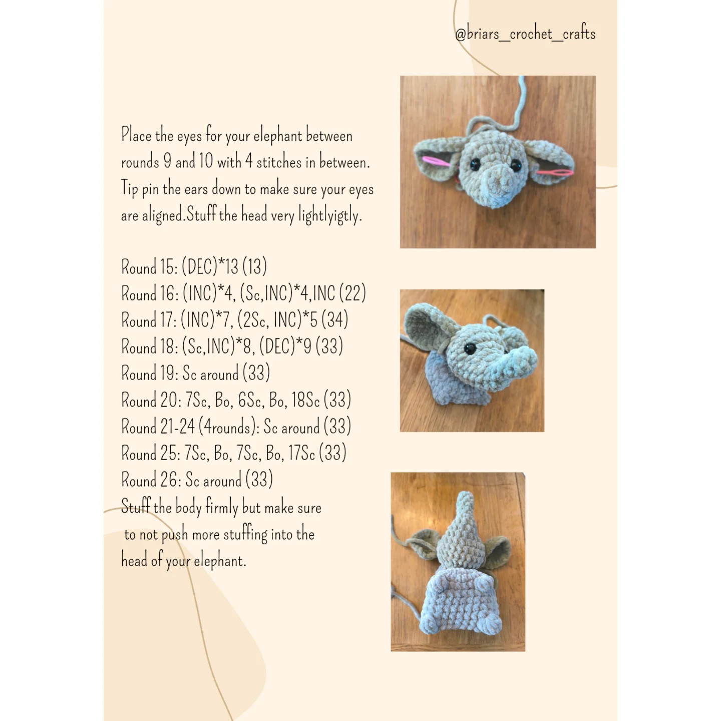 Free Crochet Pattern: No-Sew Elephant