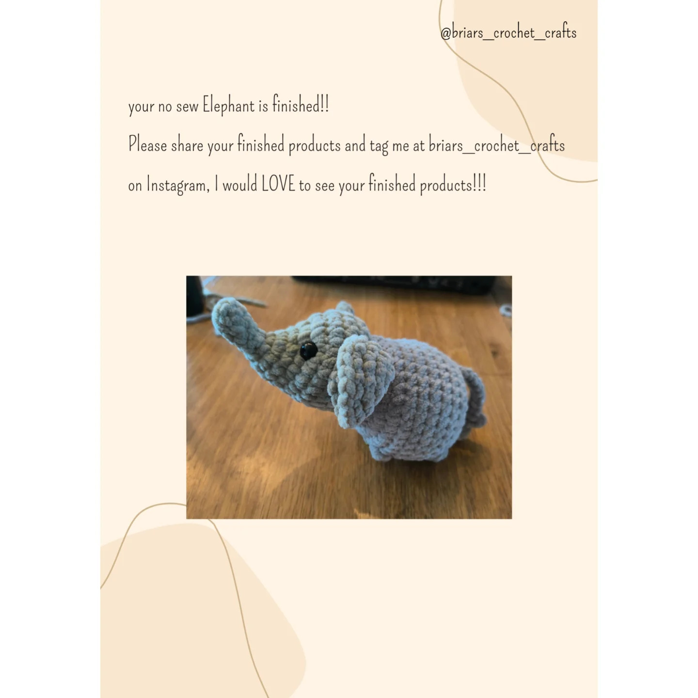 Free Crochet Pattern: No-Sew Elephant