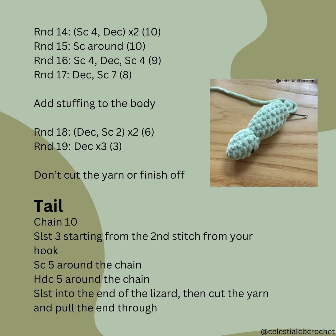 Free Crochet Pattern: No-Sew Lizard Amigurumi