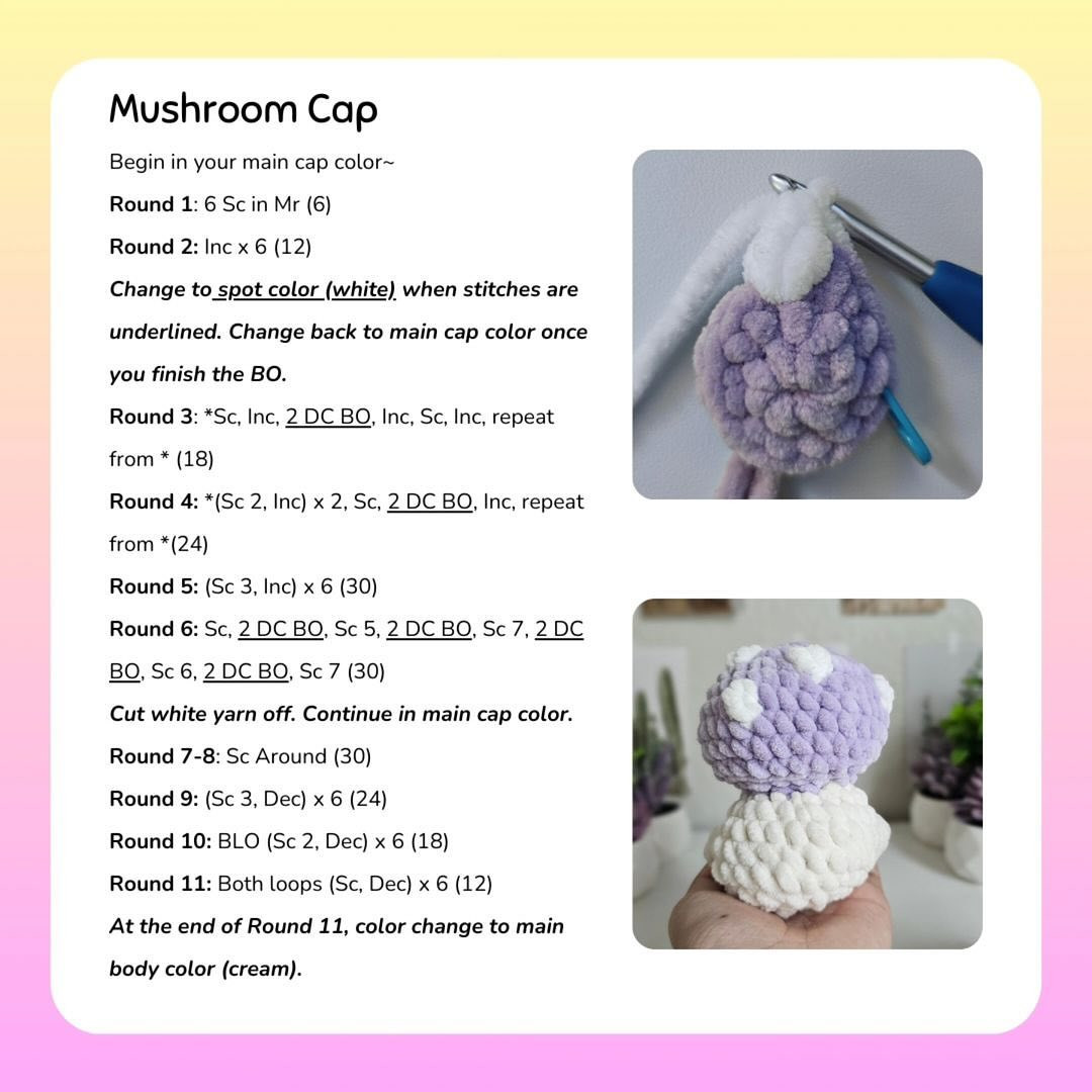 Free Crochet Pattern: No-Sew Mini Mushrooms