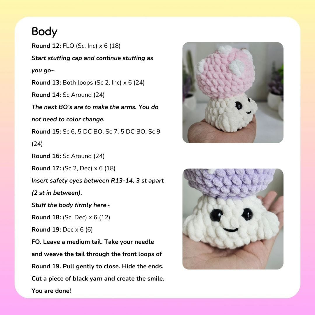 Free Crochet Pattern: No-Sew Mini Mushrooms