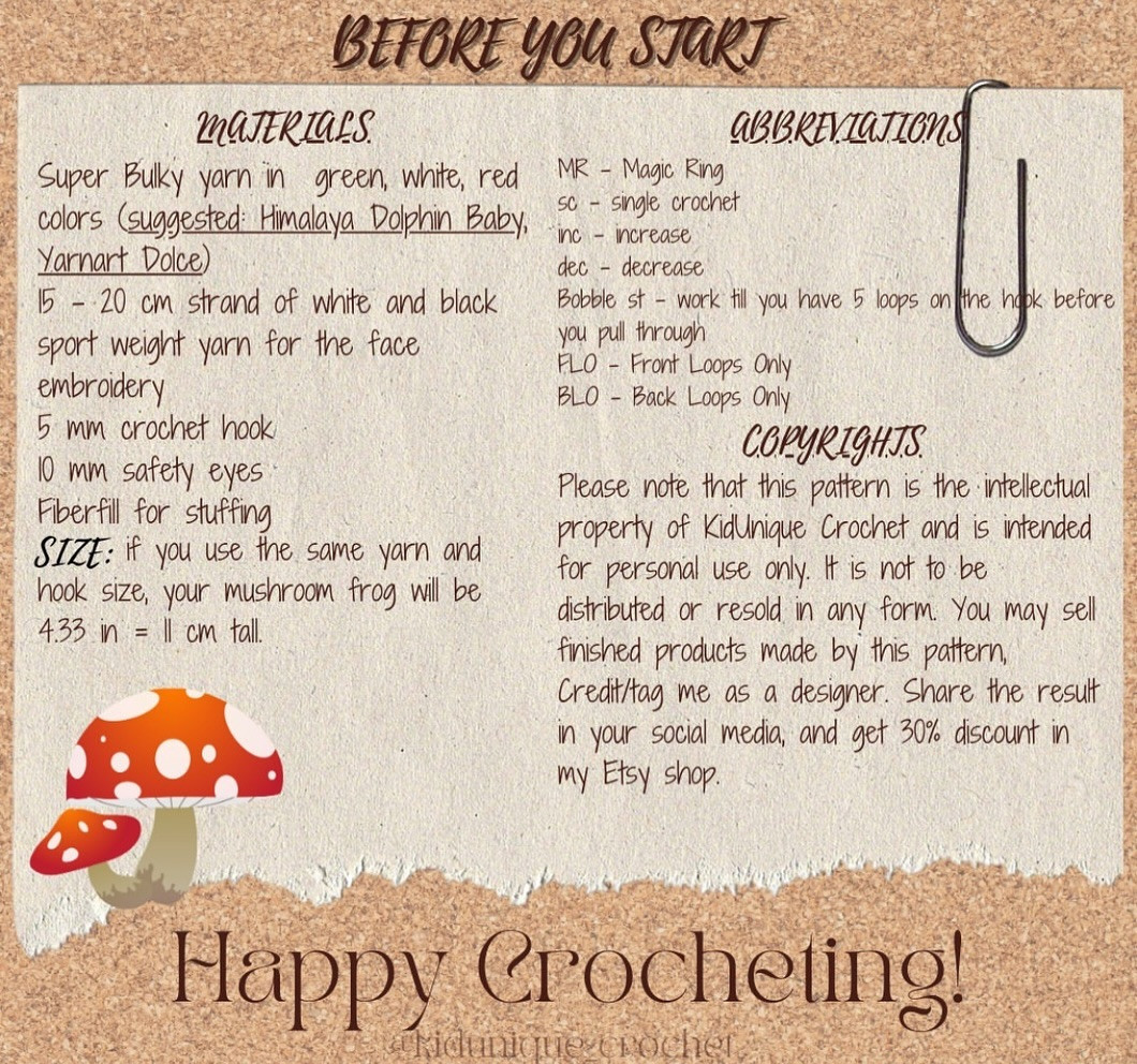 Free Crochet Pattern: No-Sew Mushroom Frog Amigurumi