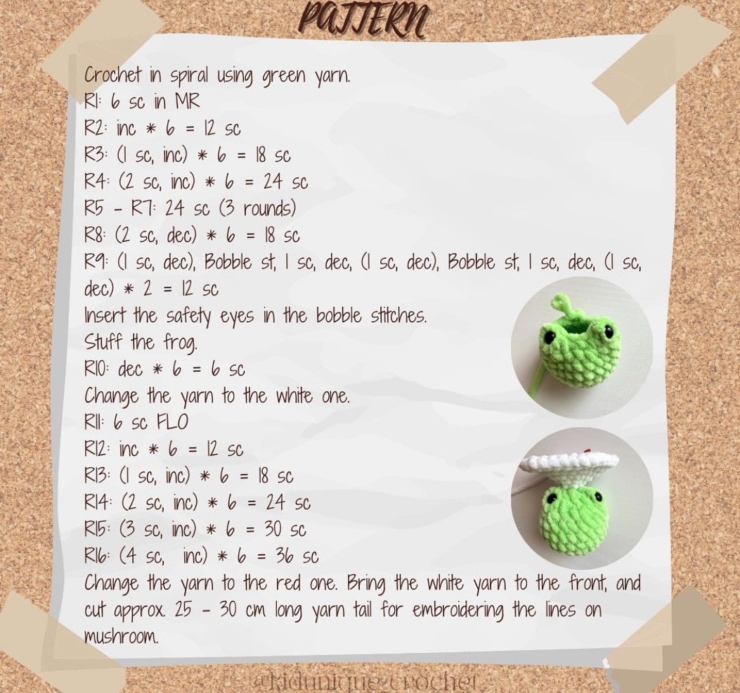 Free Crochet Pattern: No-Sew Mushroom Frog Amigurumi