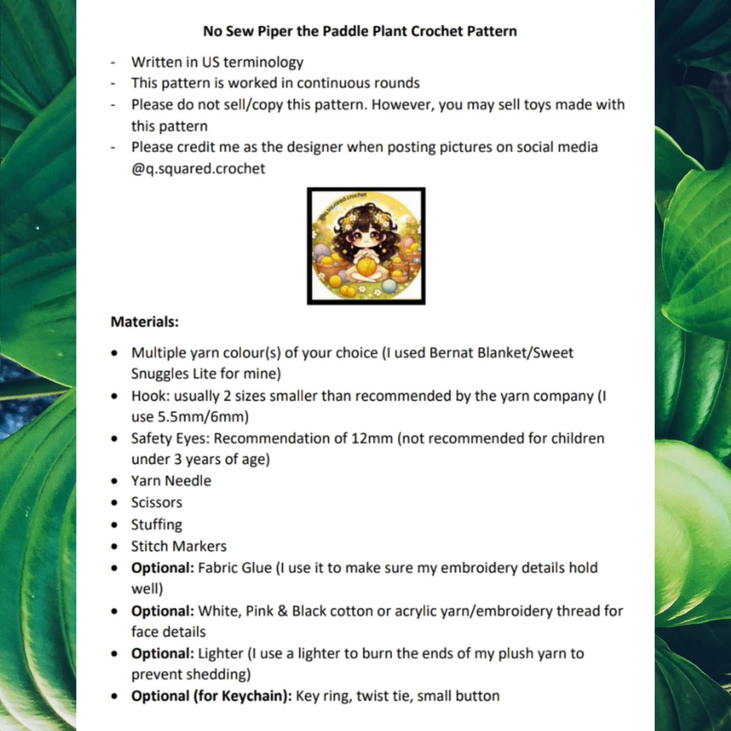 Free Crochet Pattern: No-Sew Piper Paddle Plant